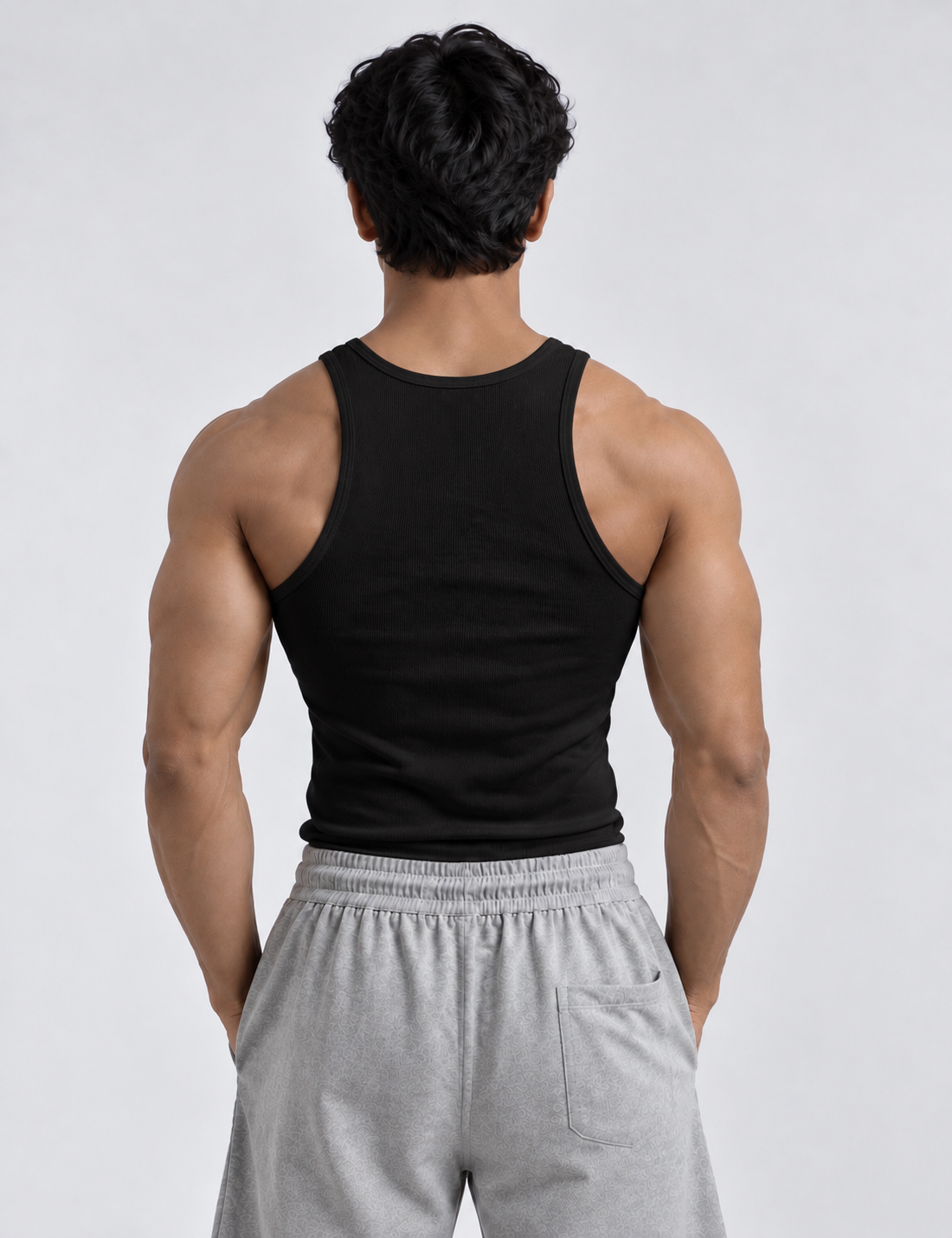 BLACK RIBBED VEST