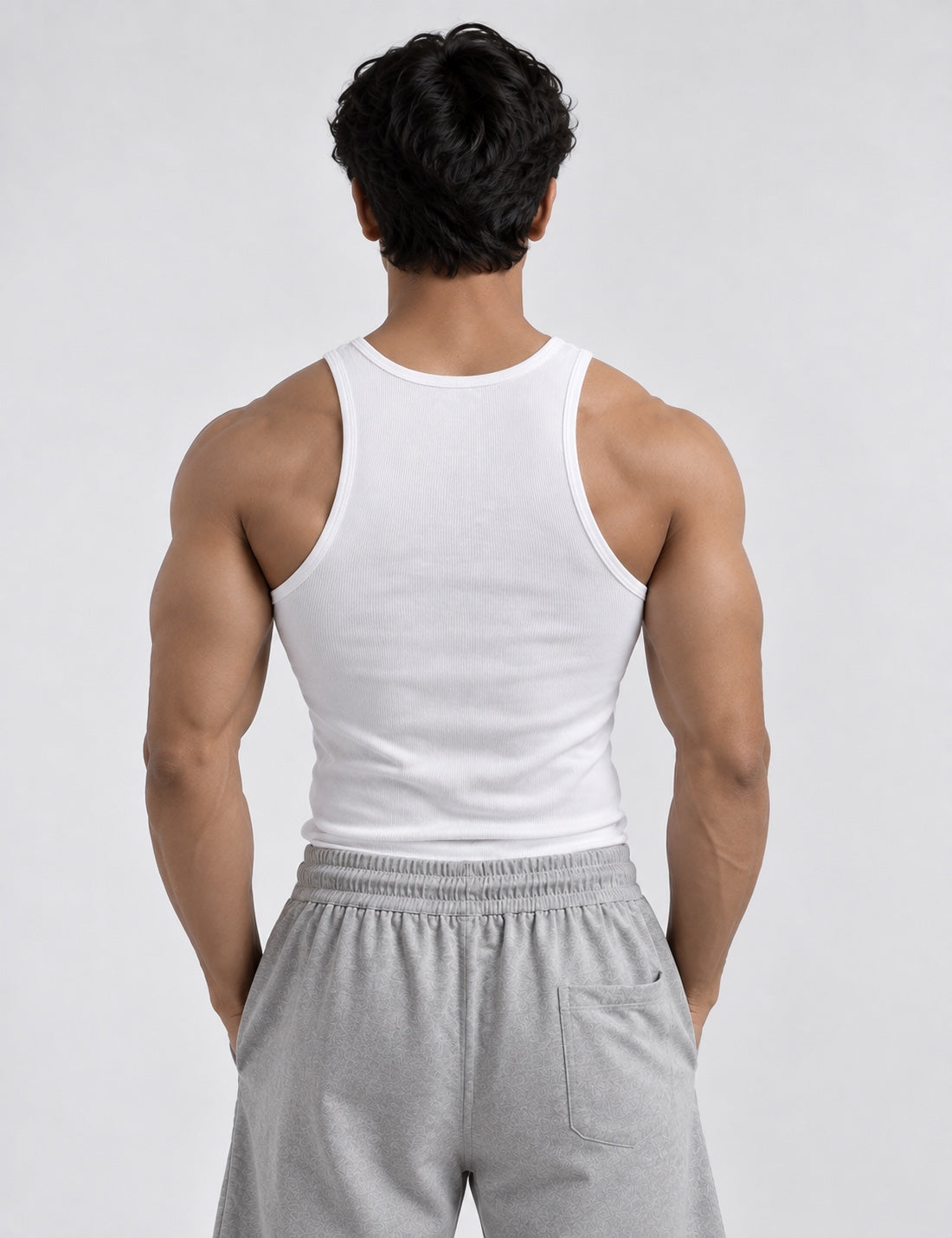 WHITE RIBBED VEST
