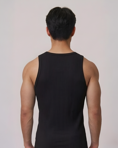 BLACK RIBBED VEST